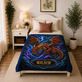 Couverture Polaire Ajouter Nom Red & Gold Storm Dragon avec Foudre