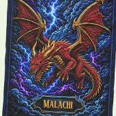 Couverture Polaire Ajouter Nom Red & Gold Storm Dragon avec Foudre