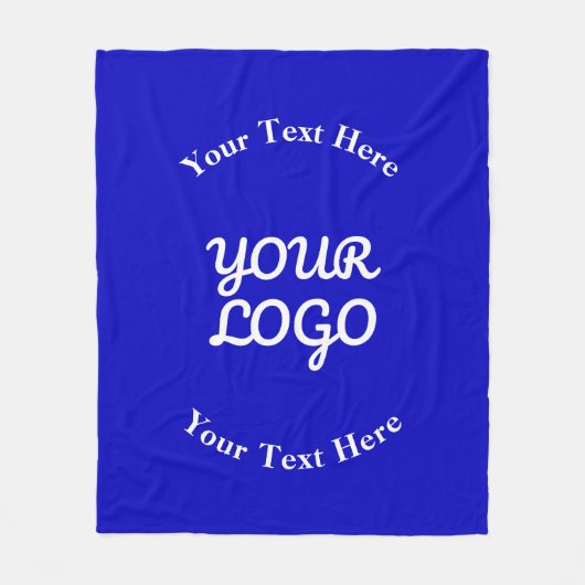 Couverture Polaire Ajouter un logo modifiable Royal Blue & White Text (Devant)