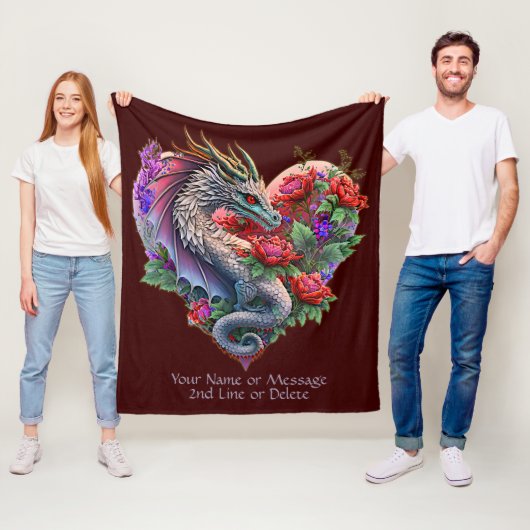 Couverture Polaire Ajouter un message de nom, Dragon de Coeur & Fleur (En situation)