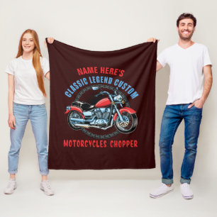 Couverture Polaire Ajouter un nom Classic Custom Red Motorcycle Chopp