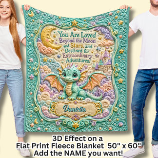 Couverture Polaire Ajouter un nom Effet 3D Dragon Bébé Vert