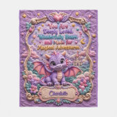 Couverture Polaire Ajouter un nom Effet 3D Dragon Bébé Violet (Devant)