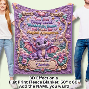 Couverture Polaire Ajouter un nom Effet 3D Dragon Bébé Violet