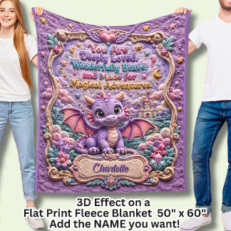 Couverture Polaire Ajouter un nom Effet 3D Dragon Bébé Violet