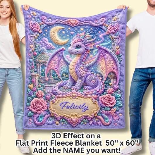 Couverture Polaire Ajouter un nom Effet 3D Dragon Bébé Violet