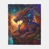 Couverture Polaire Ajouter un nom, Golden Red & Blue Iridescagon Drag (Devant)