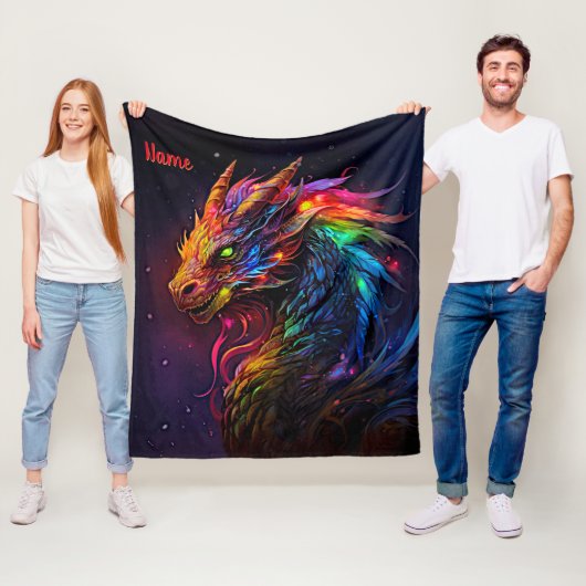 Couverture Polaire Ajouter un nom, Golden Red Iridescente Dragon (En situation)