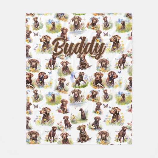 Couverture Polaire Ajouter un nom, Labrador Retriever Dog (Devant)