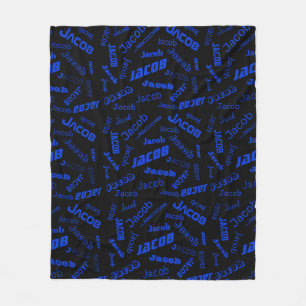 Couverture Polaire Ajouter un nom ou un mot Bleu et noir