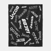 Couverture Polaire Ajouter un nom ou un mot | Noir et blanc (Devant)