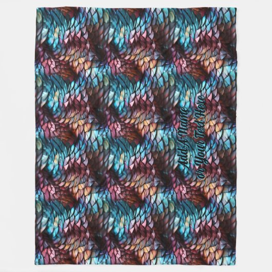 Couverture Polaire Ajouter un nom ou un texte, Dragon Scales Aqua Blu (Devant)