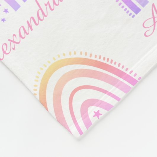 Couverture Polaire Ajouter un nom, Soft Boho Rainbow Stars rose sur B (Coin)