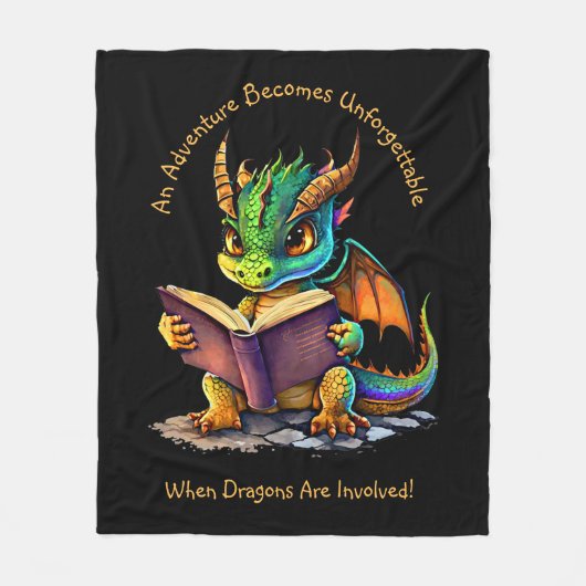 Couverture Polaire Ajouter un nom Texte, Aventure inoubliable, Dragon (Devant)