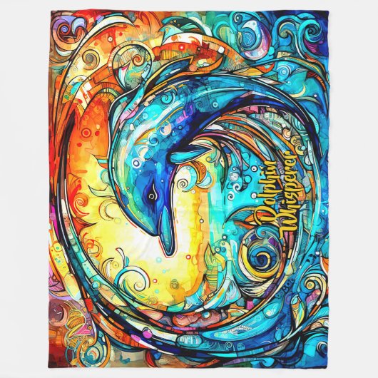 Couverture Polaire Ajouter un nom Texte Dauphin Abstrait Natation dan (Devant)