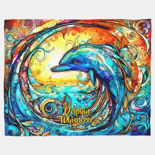 Couverture Polaire Ajouter un nom Texte Dauphin Abstrait Natation dan (Devant (Horizontal))