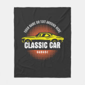 Couverture Polaire Ajouter un nom Texte Jaune voiture classique (Devant)