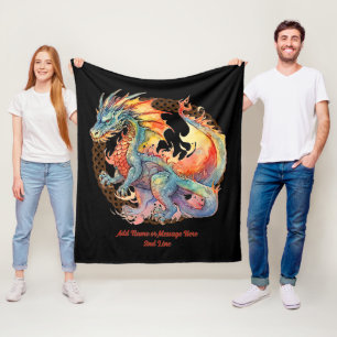 Couverture Polaire Ajouter un nom Texte, Rainbow Fire Dragon