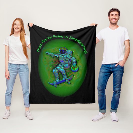 Couverture Polaire Ajouter un nom Texte, Skateboard Astronaut - Pas d (En situation)