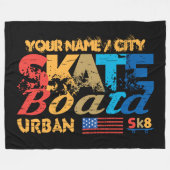 Couverture Polaire Ajouter un nom Ville Texte Patinage Urban SK8 Dist (Devant (Horizontal))