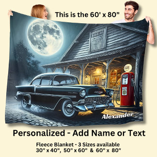 Couverture Polaire Ajouter un texte de nom, voiture classique au clai