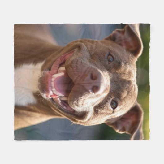 Couverture Polaire Ajouter une Personnaliser photo Pit Bull (Devant (Horizontal))