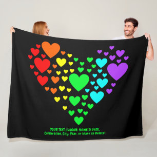 Couverture Polaire Ajouter votre texte, Coeur arc-en-ciel des coeurs