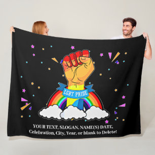 Couverture Polaire Ajouter Votre Texte, Gay pride Arc-En-Ciel Nuages