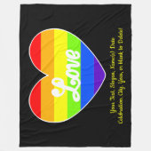 Couverture Polaire Ajouter votre texte, Rainbow Heart LOVE sur Large  (Devant)