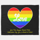 Couverture Polaire Ajouter votre texte, Rainbow Heart LOVE sur Large  (Devant (Horizontal))