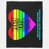 Couverture Polaire Ajouter Votre Texte, Rainbow Heart Peace Equality  (Devant)