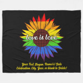Couverture Polaire Ajouter Votre Texte, Rainbow Sunflower Love Is Lov (Devant (Horizontal))