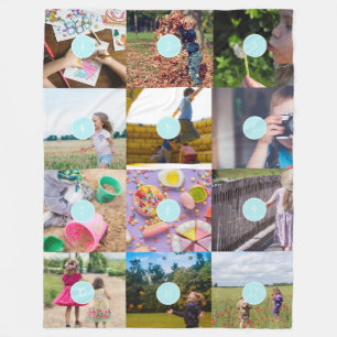 Couverture Polaire Ajoutez vos 12 Photos personnalisables Carte Photo