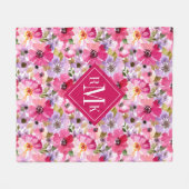 Couverture Polaire Ajoutez votre aquarelle d'été du monogramme | (Devant (Horizontal))