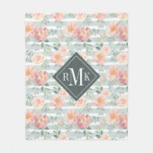 Couverture Polaire Ajoutez votre motif rose de rayure du monogramme | (Devant)