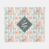 Couverture Polaire Ajoutez votre motif rose de rayure du monogramme | (Devant (Horizontal))