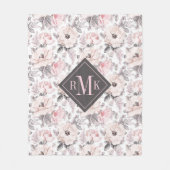 Couverture Polaire Ajoutez votre motifs roses du monogramme | et gris (Devant)