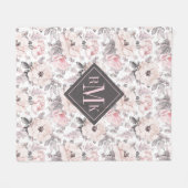 Couverture Polaire Ajoutez votre motifs roses du monogramme | et gris (Devant (Horizontal))