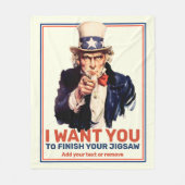 Couverture Polaire Ajoutez votre propre texte personnalisé, oncle Sam (Devant)