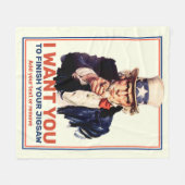 Couverture Polaire Ajoutez votre propre texte personnalisé, oncle Sam (Devant (Horizontal))