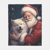 Couverture Polaire Akita avec Noël du Père Noël (Devant)