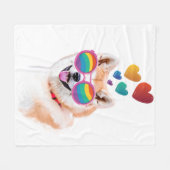 Couverture Polaire Akita Chien avec Coeurs Saint Valentin (Devant (Horizontal))