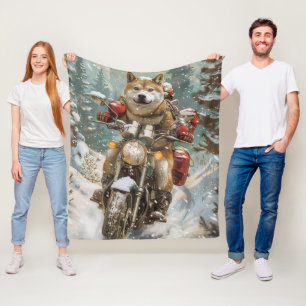 Couverture Polaire Akita Chien équitation moto Noël