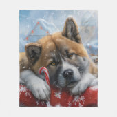 Couverture Polaire Akita Chien Festive de Noël (Devant)