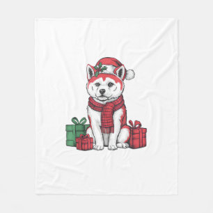 Couverture Polaire Akita Chien vêtements de Noël Santa Hat Chien Noël
