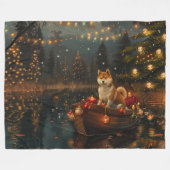 Couverture Polaire Akita Christmas Festive Voyage (Devant (Horizontal))