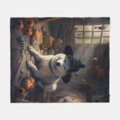 Couverture Polaire Akita Citrouilles Halloween effroi (Devant (Horizontal))