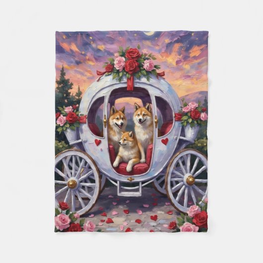 Couverture Polaire Akita Dog Valentine's Day (Devant)