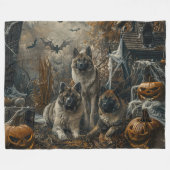 Couverture Polaire Akita Halloween Chien de nuit plaisir (Devant (Horizontal))