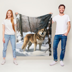 Couverture Polaire Akita Laissez tomber la neige Noël